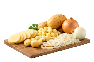 Brett Mit Kartoffeln Und Zwiebeln