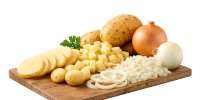 Brett Mit Kartoffeln Und Zwiebeln